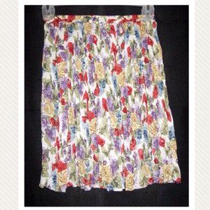 VTG 90s Broomstick Mini Skirt Floral Crepe  S